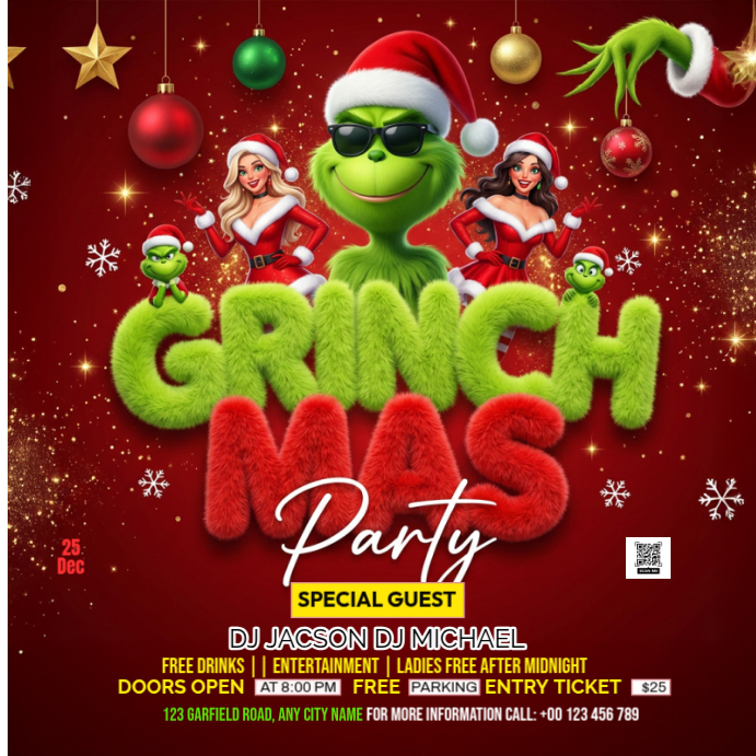 Copy of Red Illustrative Grinchmas Party Invite Instagram Post ...