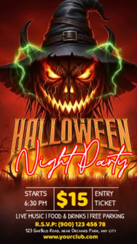 Red Illustrative Halloween Club Night Instagram Story template