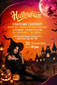Czerwony Halloween Party Cartaz Template