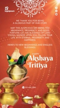 Red Illustrative Happy Akshaya Tritiya Template Digital Display (9:16)
