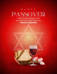 Red Illustrative Happy Passover Video  Flyer (us Letter) template