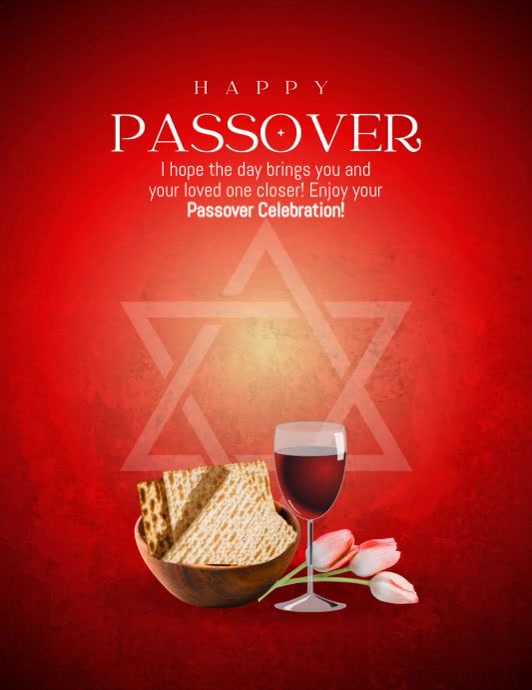 Red Illustrative Happy Passover Video  Flyer (us Letter) template