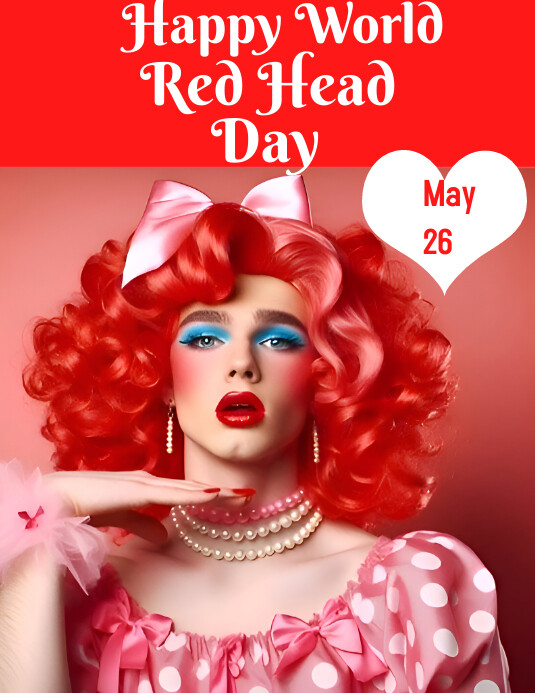 Happy Rd Poster Red Illustrative Happy World Red Head Day Fly Template | PosterMyWall