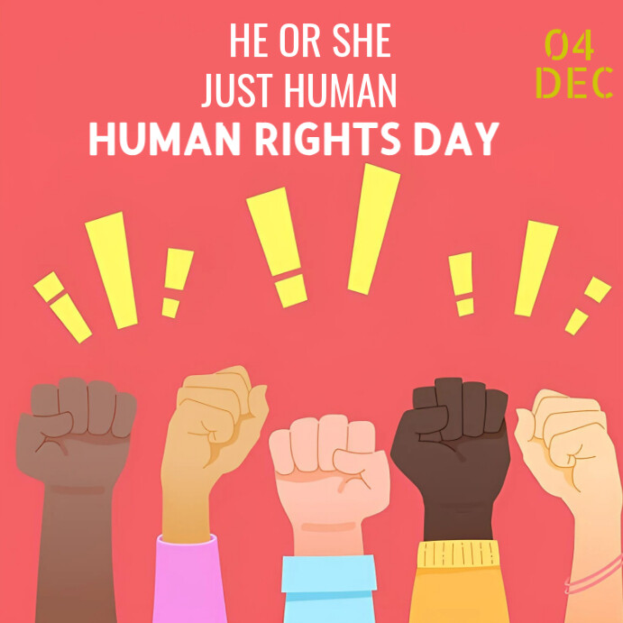 Red Illustrative Human Rights Day Instagram Post Template | PosterMyWall