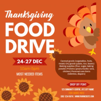 Red Illustrative Illustrative Thanksgiving Food Drive Square (1:1) template