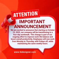 Red Illustrative Important Announcement Instagram Post template