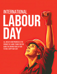 Red Illustrative International Labour Day Flyer Ulotka (US Letter) template