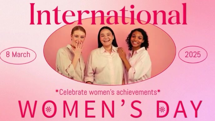 Red Illustrative Magenta Pink Bold Type Maximalist International Women's Day Video Digital Display ( Digitale Vertoning (16:9) template