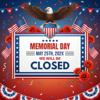 Red Illustrative Memorial Day Closure Instagram Post template
