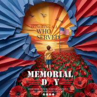 Red Illustrative Memorial Day Square Video Persegi (1:1) template