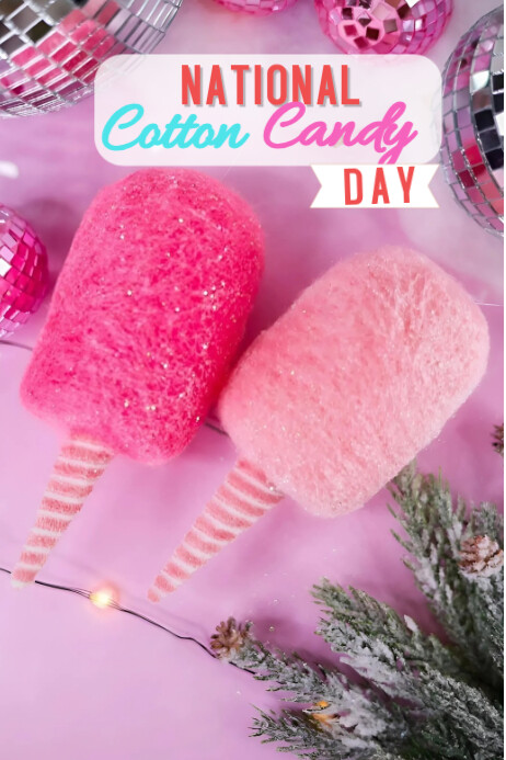 Red Illustrative National Cotton Candy Day  Poster Cartaz template