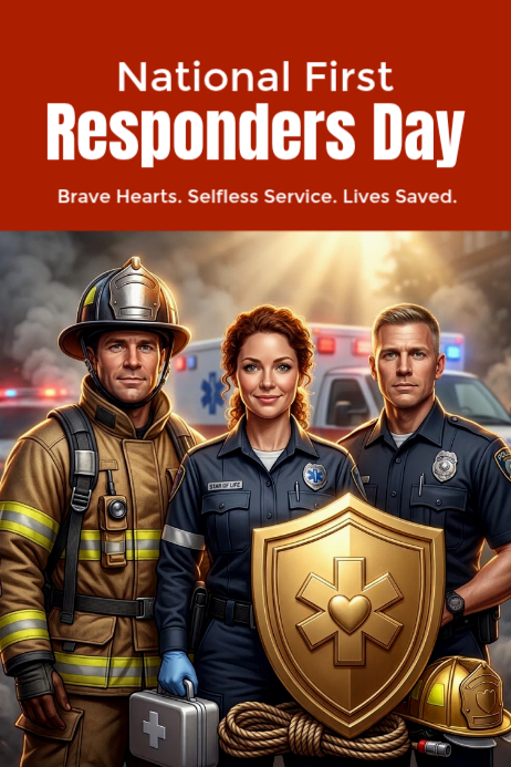 Red Illustrative National First Responders Day Poster Template ...