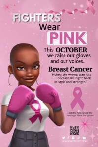Red Illustrative Pinktober - Breast Cancer Awareness Poster Plakat template