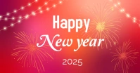 Red Illustrative Red Theme New Year Greeting Card  Facebook Ad Reklama na Facebooka template