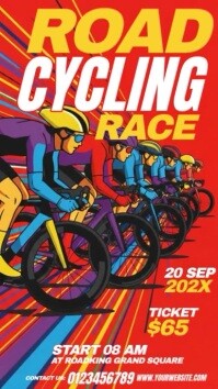 Red Illustrative Road Cycling Event Digital Display (9:16) template