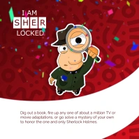 Red Illustrative Sherlock Holmes Day  Instagr Publicación de Instagram template