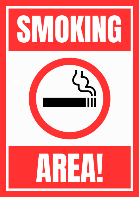 Red Illustrative Smoking Area Sign A4 template