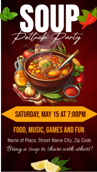Red Illustrative Soup Potluck Party Invitation Instagram Story template