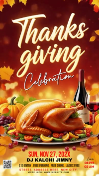 Red Illustrative Thanksgiving Celebration Instagram Story template