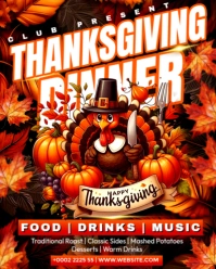 Red Illustrative Thanksgiving Dinner Instagram Portrait template