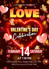 Red Illustrative Valentine's Day A6 template