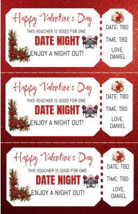 Red Illustrative Valentines Day Date Night Coupon Voucher Tabloid Tabloide template