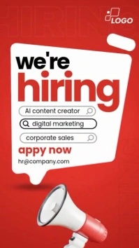 Red Illustrative We Are Hiring Instagram Reel template