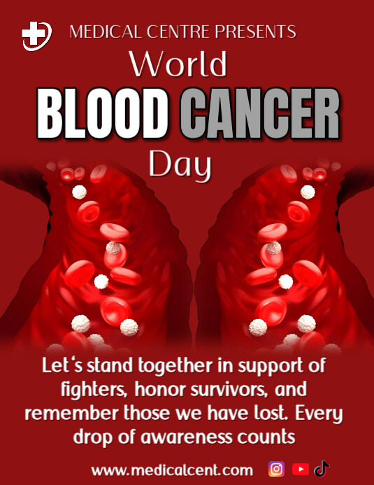Red Illustrative World Blood Cancer Day Flyer (us Letter) template