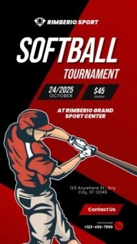 Red Ilustratif Softball Tournament Reel Instagram template