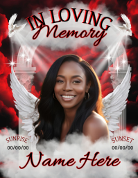 Red In Loving Memory Template Memorial Flyer