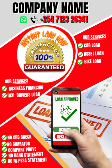 Red instant Loan Services Poster Template | PosterMyWall
