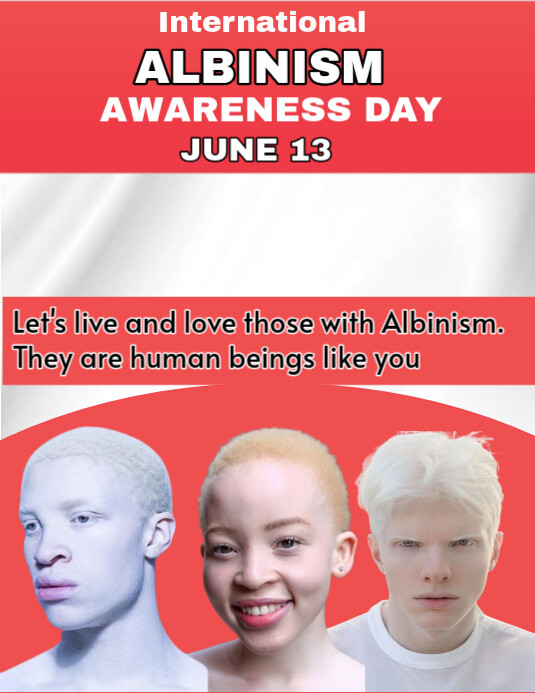Red International Albinism Awareness Day  Flyer (us Letter) Pamflet (VSA Brief) template
