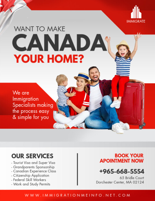 Immigration Design Red International Immigration Service Flyer Template | PosterMyWall