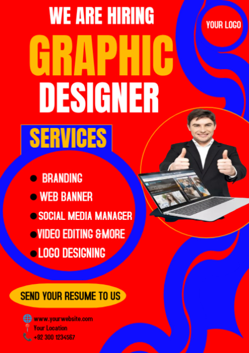 Red Service Job Red Job Recruitment A2 Template | PosterMyWall