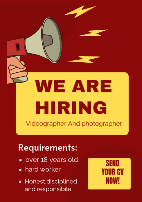 Red Service Job Red Job Recruitment A4 Template | PosterMyWall