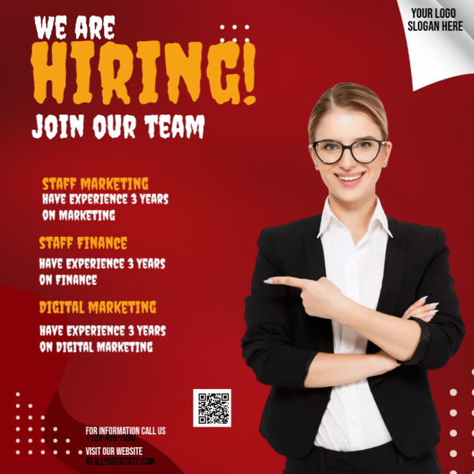 Red Job Recruitment Instagram Post Template | PosterMyWall