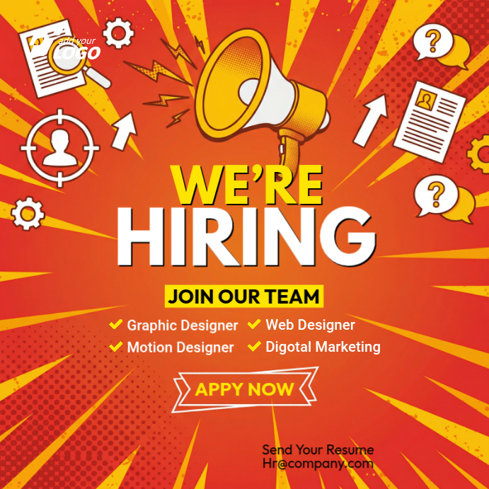 Red Job Recruitment Instagram Post Template | PosterMyWall