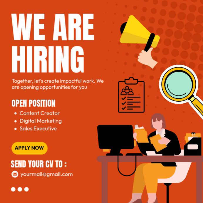 Red Job Recruitment Instagram Post Template | PosterMyWall