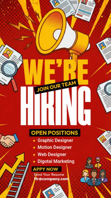 Red Job Recruitment Instagram Story Template | PosterMyWall