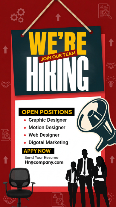 Red Job Recruitment Instagram Story Template | PosterMyWall