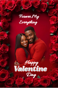 Red Joyful 💖 Forever My Everything – Editable Couples Valentine Design Pinterest Graphic template