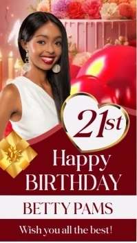 Red Joyful 21 Birthday Flyer Instagram Reel template