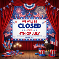 Red Joyful 4th of July Closure Announcement Instagram Post template
