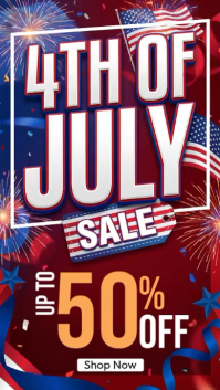 Red Joyful 4th of July Sale Instagram Story Video template