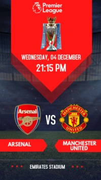Red Joyful Arsenal Vs Manchester United Premier League Match Day  Instagram Story template