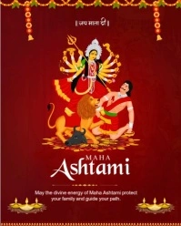 Red Joyful Ashtami Day Instagram Portrait template