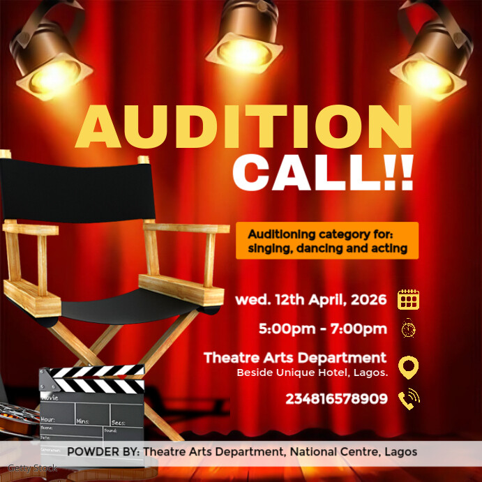 Red Joyful Audition Call Graphic Design Template  Instagram Post Instagram-bericht