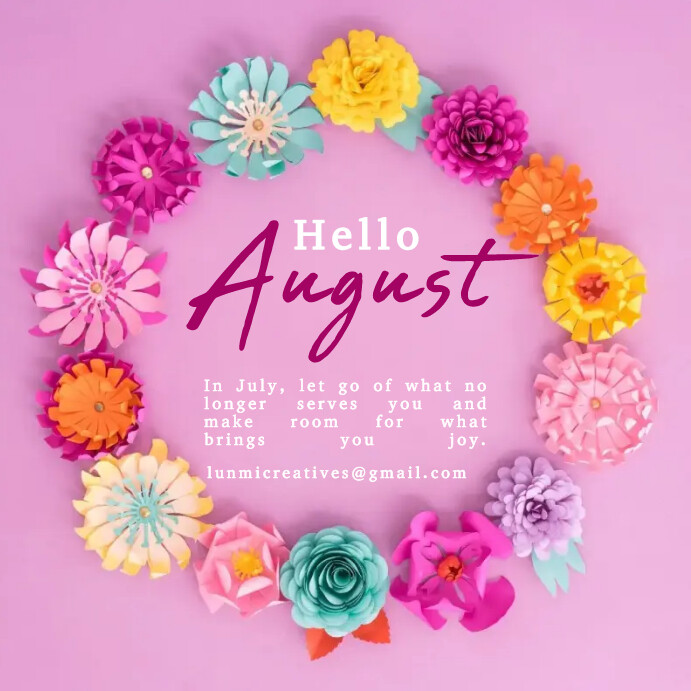 Modèle Red Joyful August Hello Instagram Post | PosterMyWall