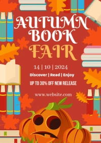 Red Joyful Autumn Book Fair A1 template