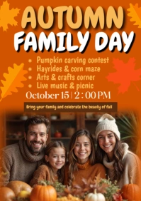 Red Joyful Autumn Family Night A1 template